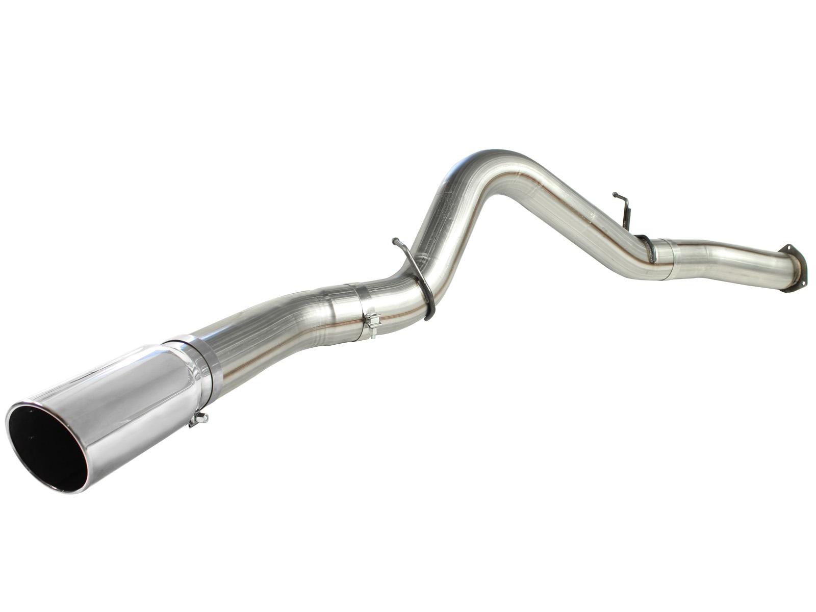 AFE Large Bore-HD 5 IN 409 Stainless Steel DPF-Back Exhaust System w/Polished Tip (2007-2010 Silverado 2500 HD, Silverado 3500 HD, Sierra 2500 HD, Sierra 3500 HD) - 49-44040-P