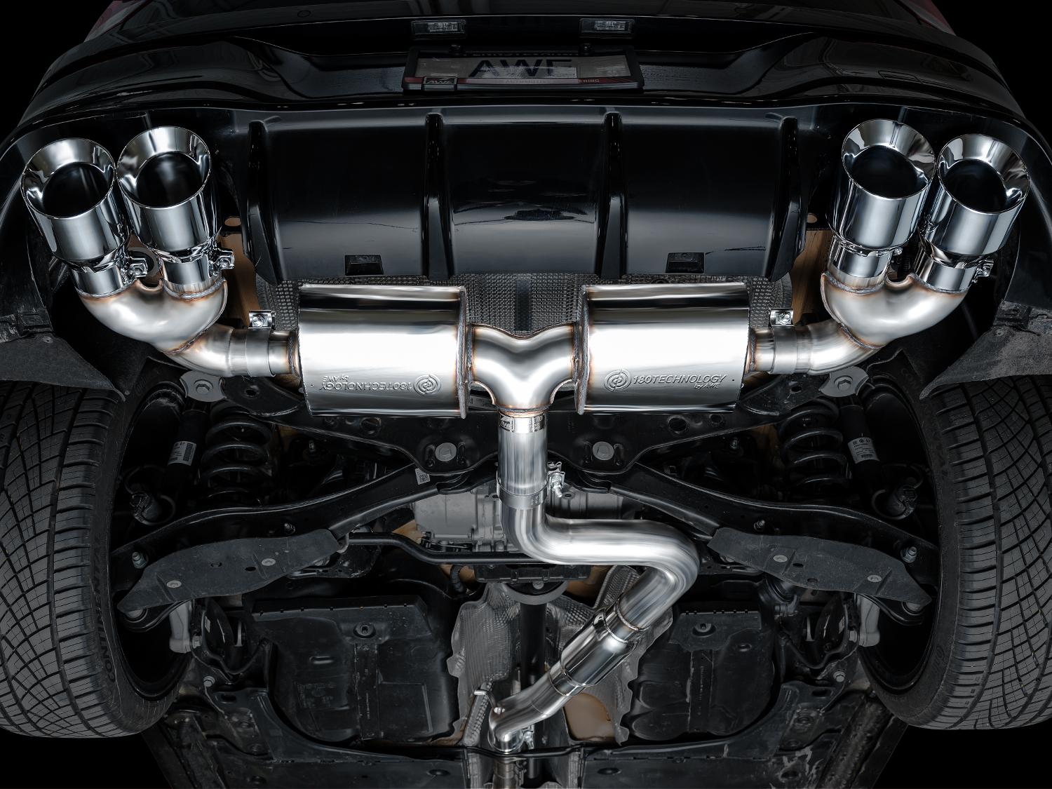 AWE Touring Edition Exhaust for Volkswagen MK8 Golf R - Chrome Silver Tips - 3015-42658