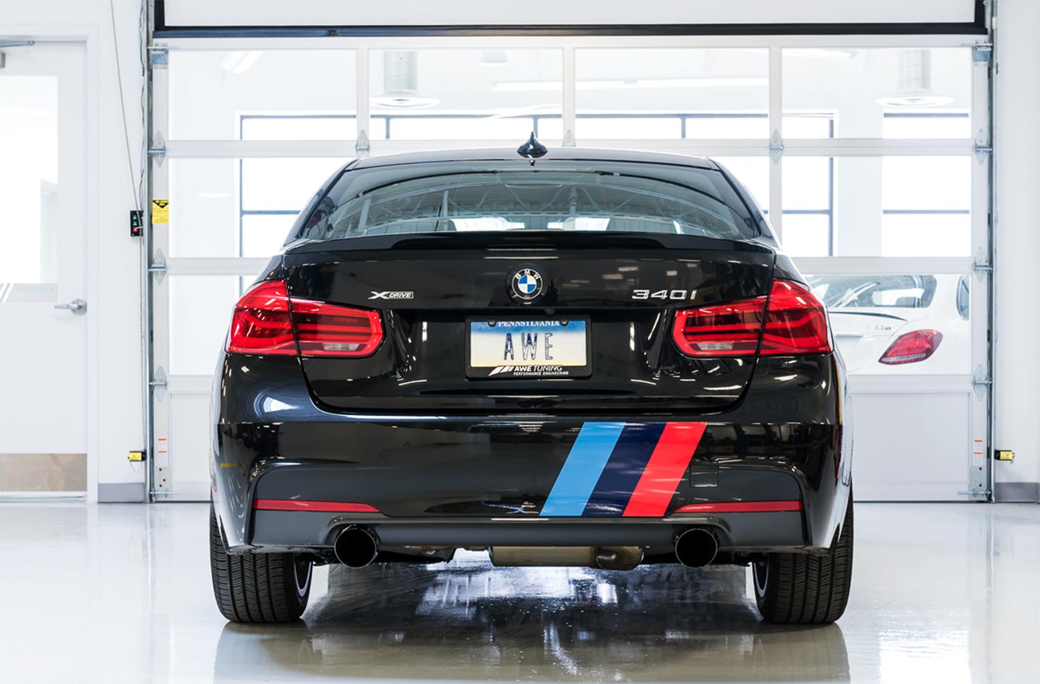 AWE Tuning BMW F3X 340i Touring Edition Axle-Back Exhaust - Diamond Black Tips (102mm) - 3010-33042