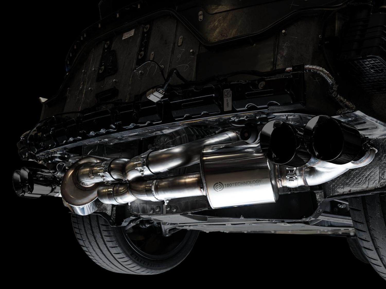AWE Touring Edition Exhaust - Quad Diamond Black Tips (2020-2024 Corvette C8) - 3015-43159