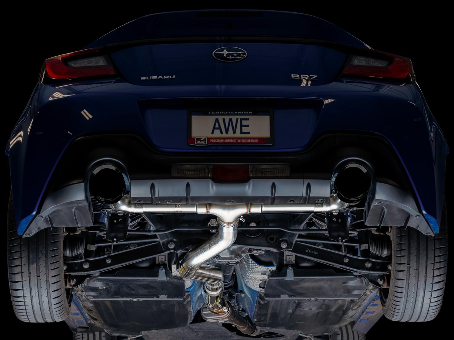 AWE Track Edition Exhaust - Diamond Black Tips (2016-2023 Subaru BRZ / Toyota GR86 / Toyota 86) - 3020-33279