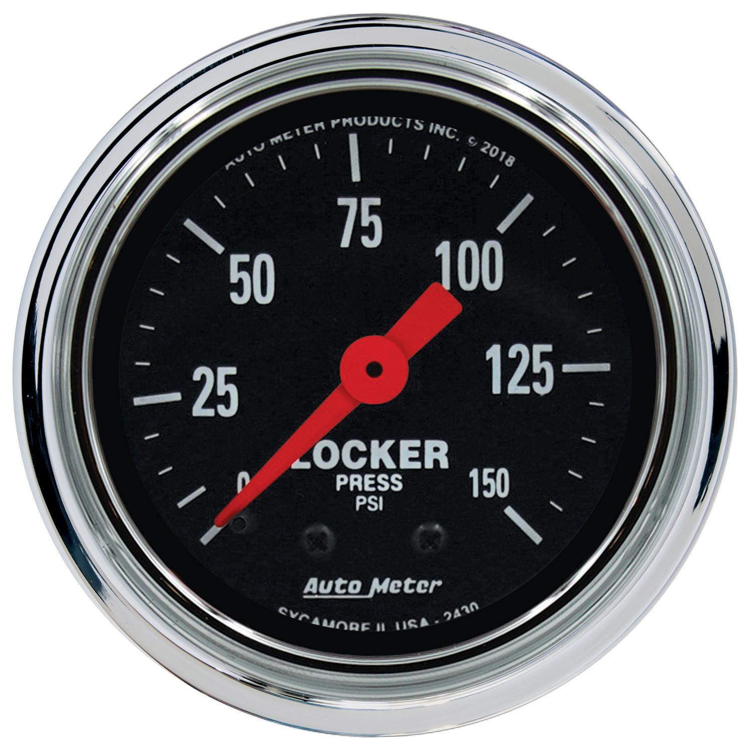 Auto Meter 2-1/16" AIR LOCKER PRESSURE, 0-150 PSI, TRADITIONAL CHROME - 2430
