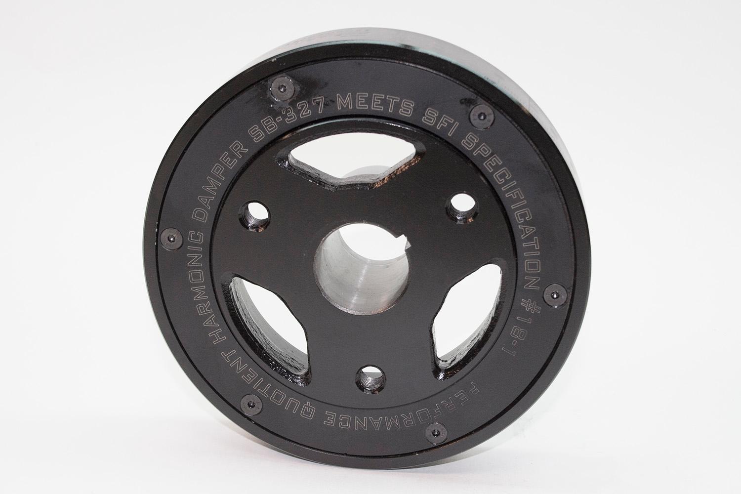 PRW Damper, Steel Race, Sfi-Rated, Chev 262-350, 1955-2000 Gen I, Specialty Sbc Lightweight Damper, 0-Bal, 6.10” Od, Black - 2432740