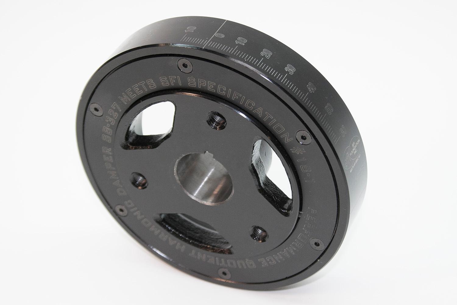 PRW Damper, Steel Race, Sfi-Rated, Chev 262-350, 1955-2000 Gen I, Specialty Sbc Lightweight Damper, 0-Bal, 6.10” Od, Black - 2432740