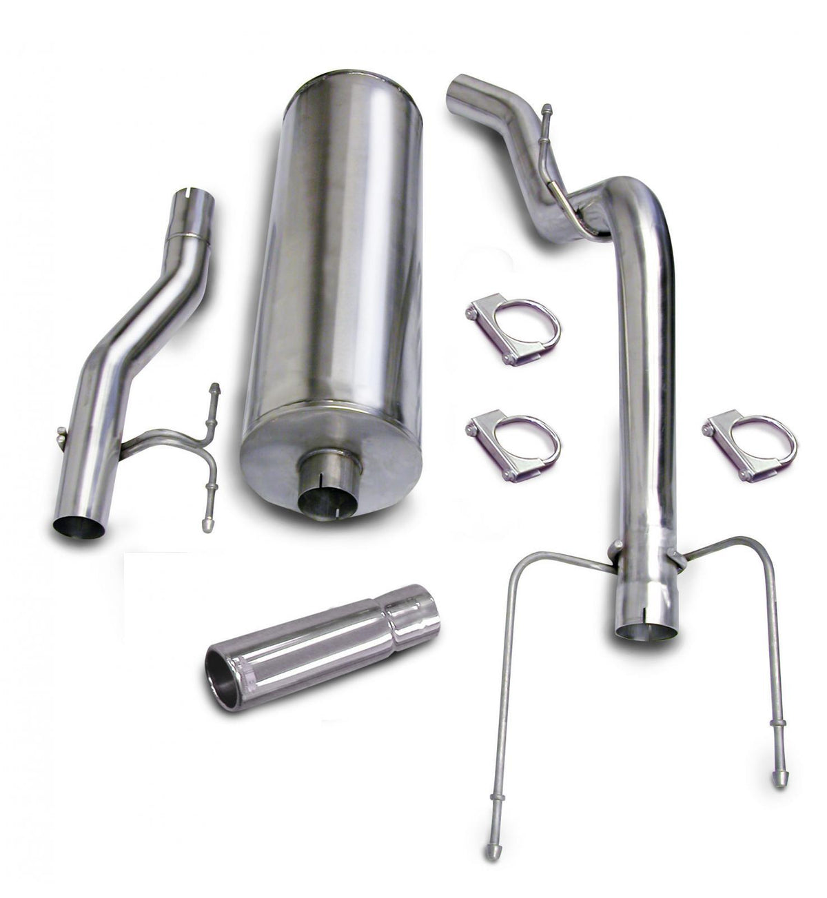 Corsa 24400 3" Single Side Exit Sport Catback Exhaust System with 4" Polished Slash Cut Tip (2003 Ram 1500 Reg / Short)