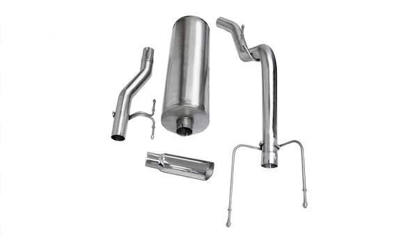 Corsa 24401 3" Single Side Exit Sport Catback Exhaust System with 4" Polished Slash Cut Tip (2003 Ram 1500 Quad / Short)