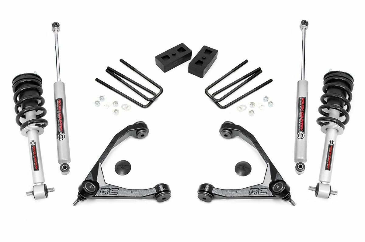 Rough Country 3.5-inch Suspension Lift Kit (Factory Cast Steel Control Arm Models) (2007-2013 Silverado 1500,2007-2013 GMC Sierra 1500) - 246.23