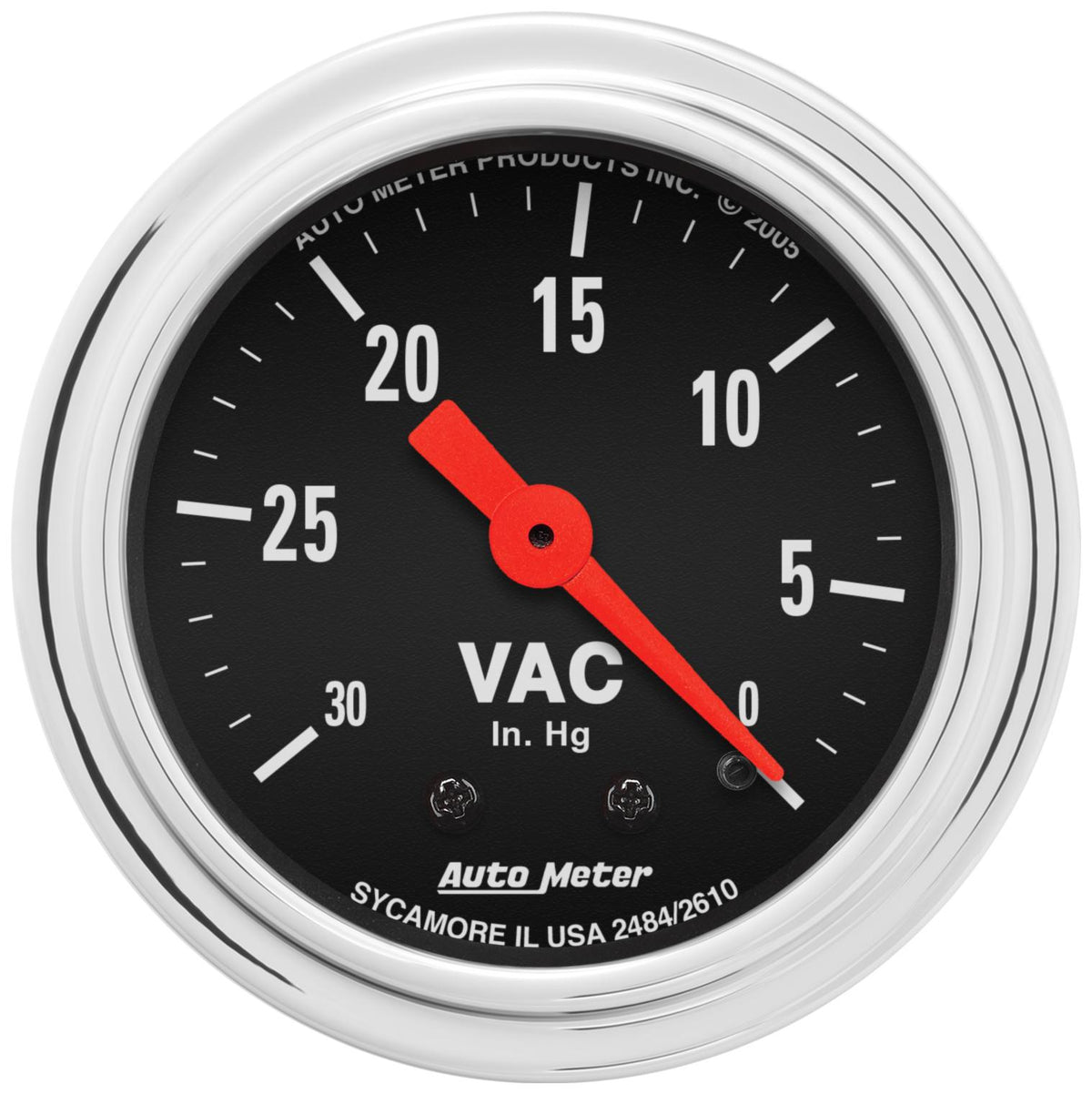 Auto Meter 2-1/16" VACUUM, 0-30 IN HG, TRADITIONAL CHROME - 2484