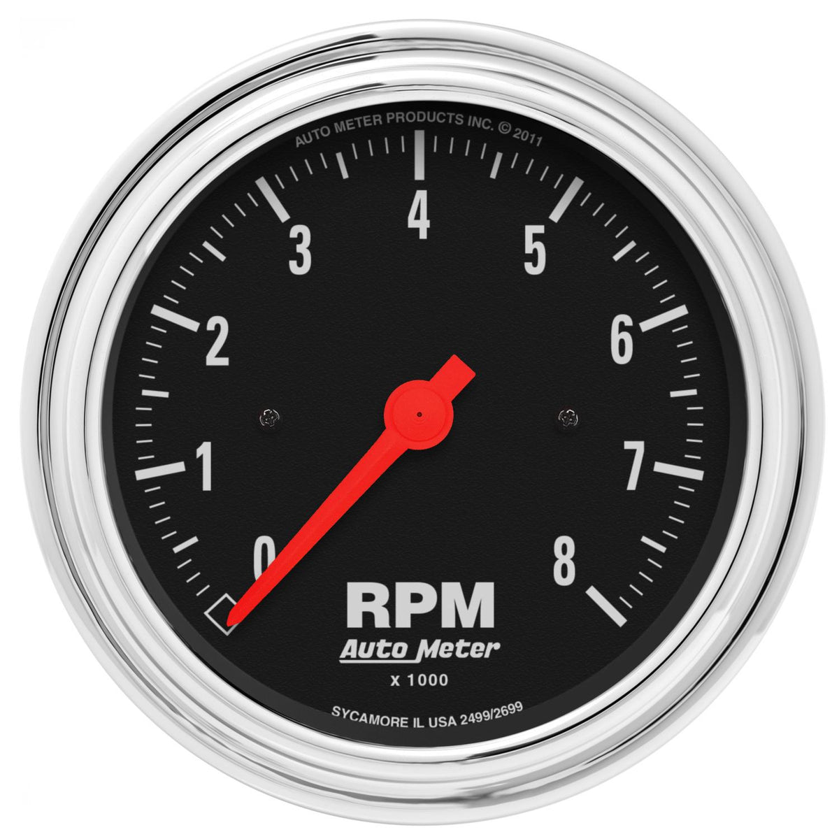 Auto Meter 3-3/8" IN-DASH TACHOMETER, 0-8,000 RPM, TRADITIONAL CHROME - 2499