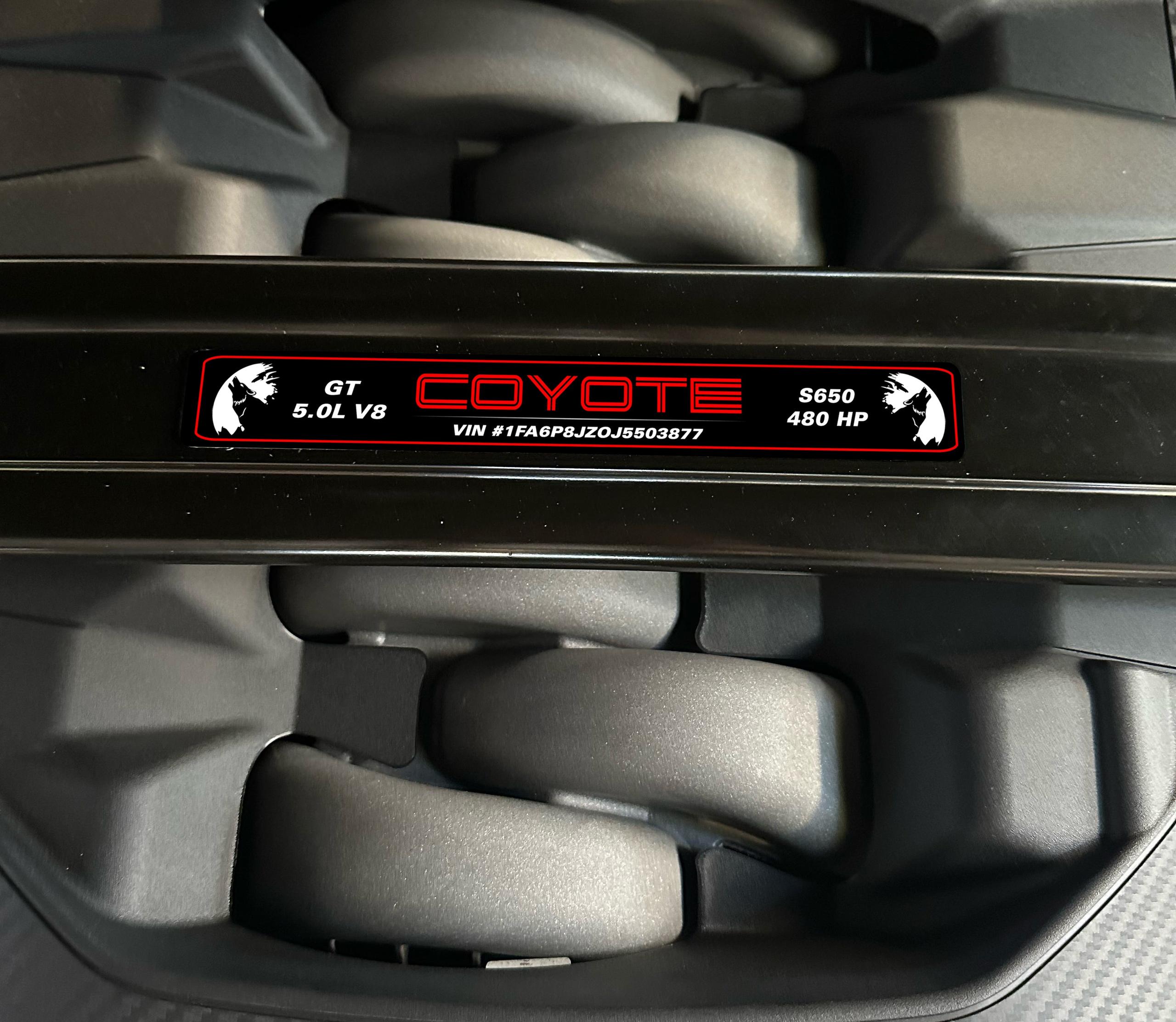 Anchor Room 2024+ S650 Mustang Aluminum Strut Tower Bar Plate - Coyote Moon Howling - 24FM_SP_S5CH_2