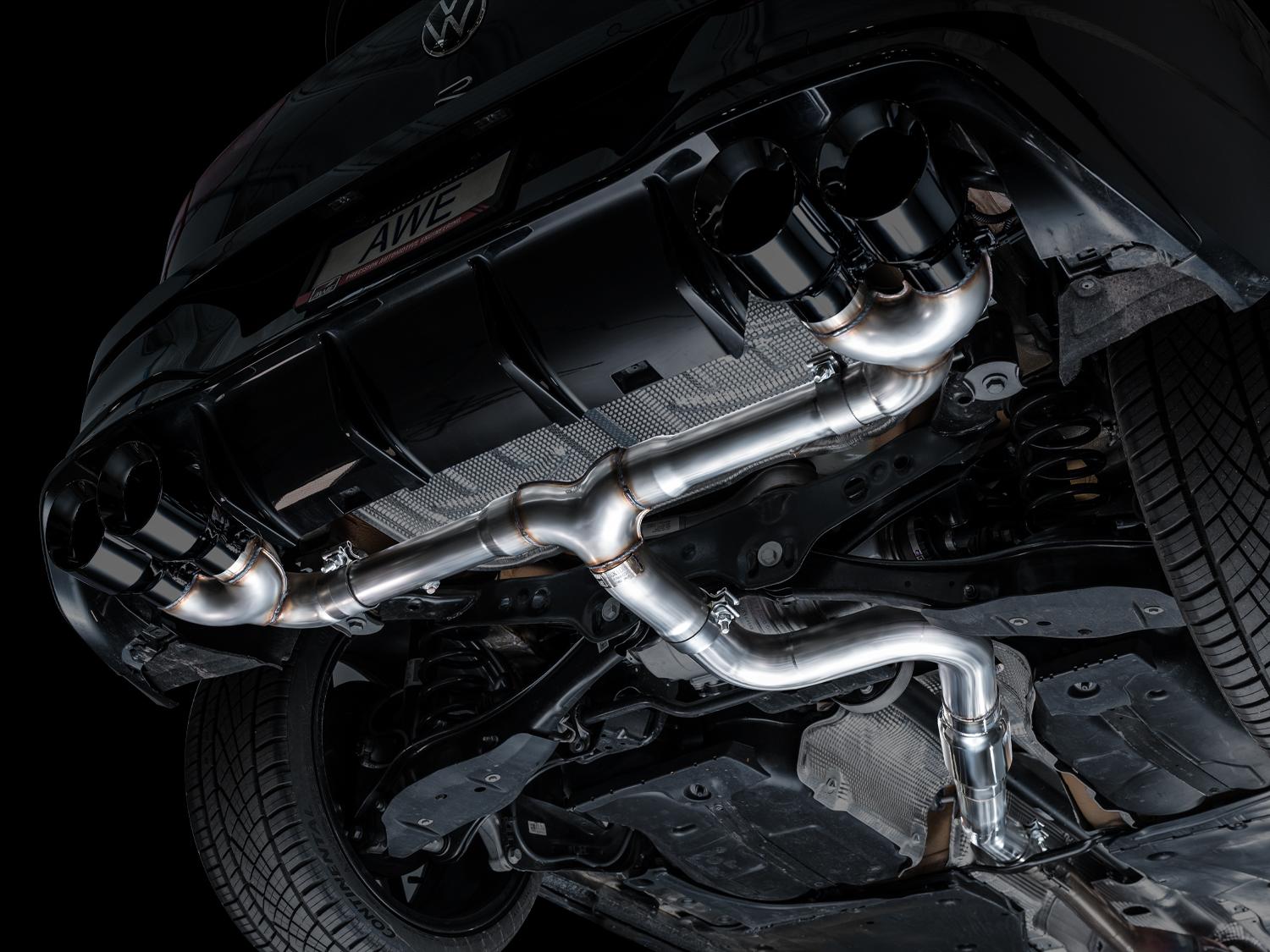 AWE Track Edition Exhaust for Volkswagen MK8 Golf R - Diamond Black Tips - 3020-43658