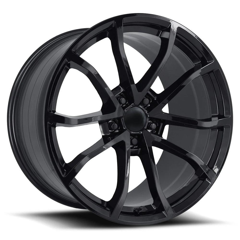 Factory Reproductions FR 25 20X12 5X4.75 +59 Hb 70.3 C6 Corvette Cup Gloss Black With Cap - 25012593402F