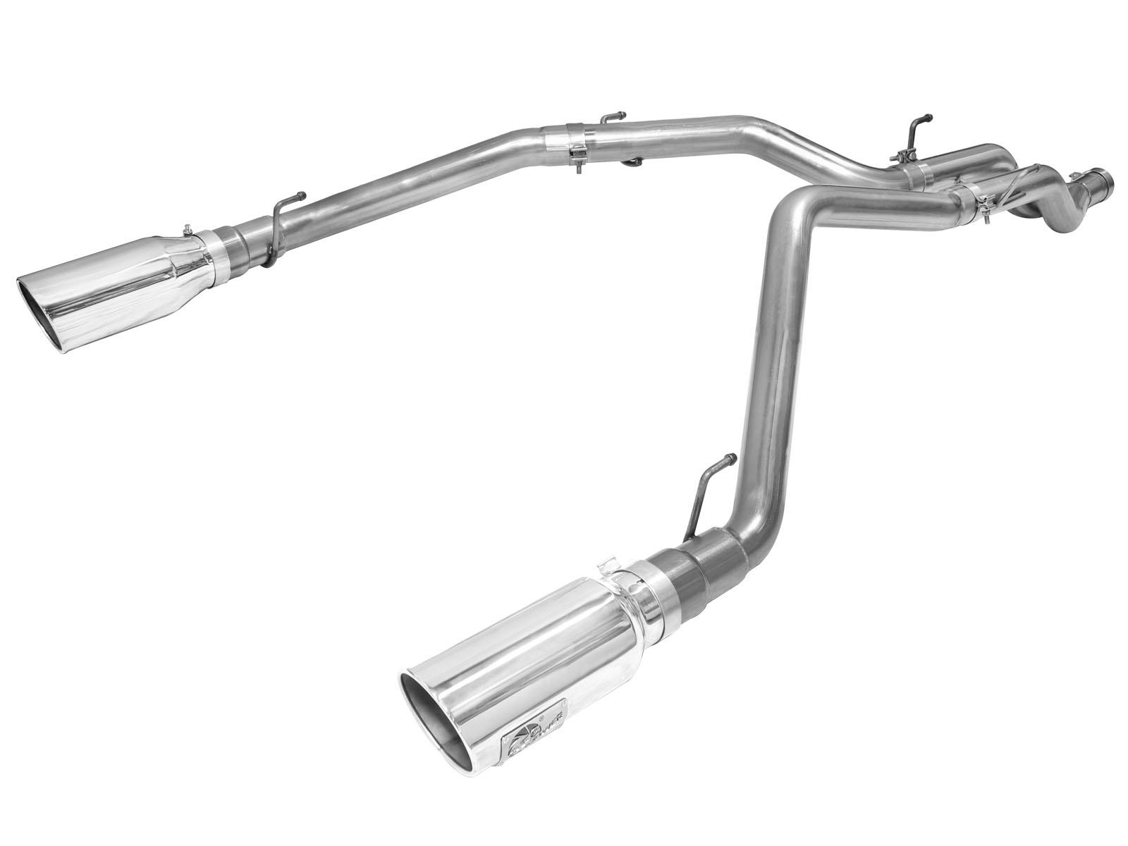 AFE Large Bore-HD 3 IN 409 Stainless Steel DPF-Back Exhaust System w/Polished Tip (2014-2019 1500, 1500 Classic) - 49-42044-P