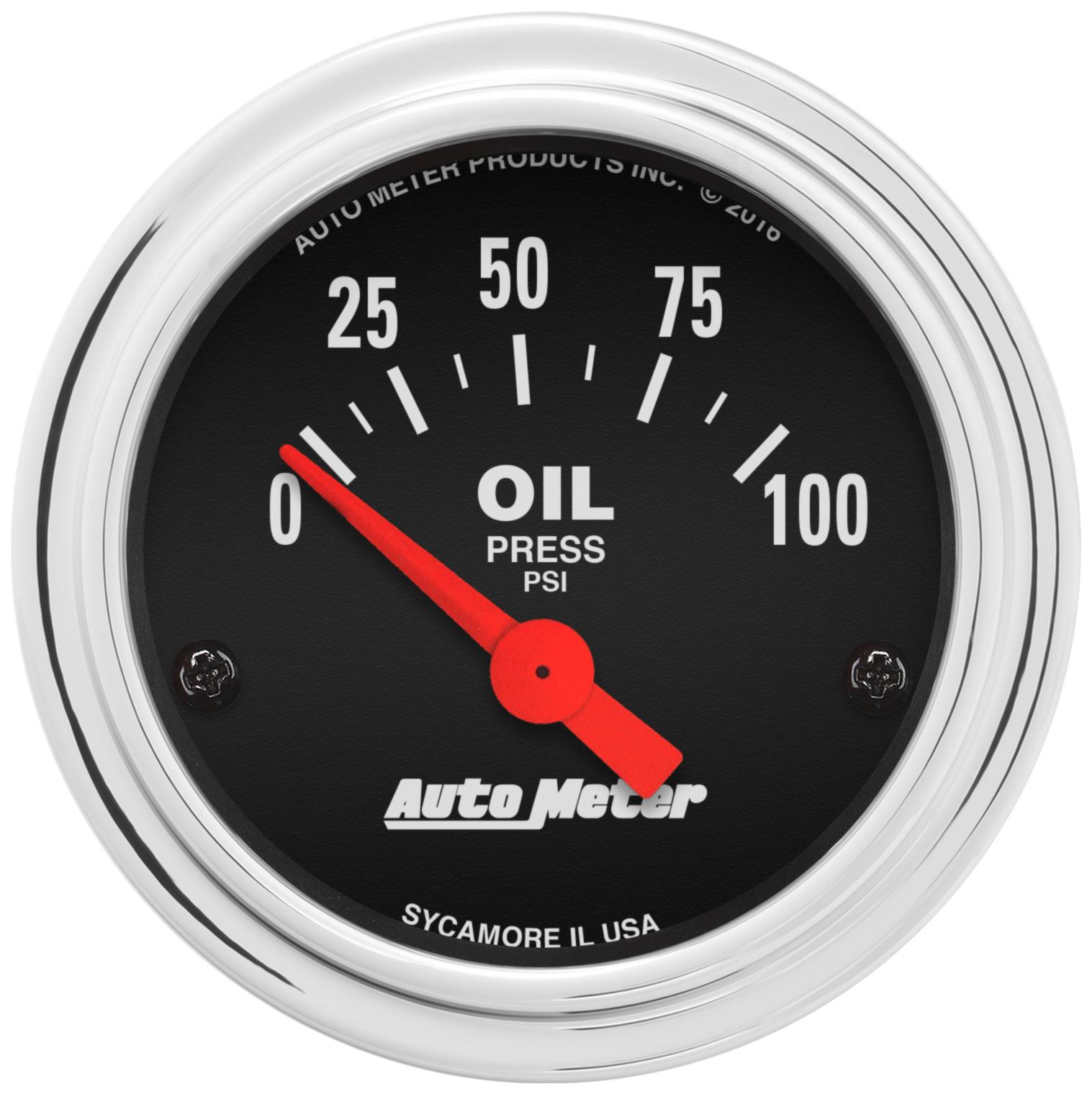 Auto Meter 2-1/16" OIL PRESSURE, 0-100 PSI, TRADITIONAL CHROME - 2522