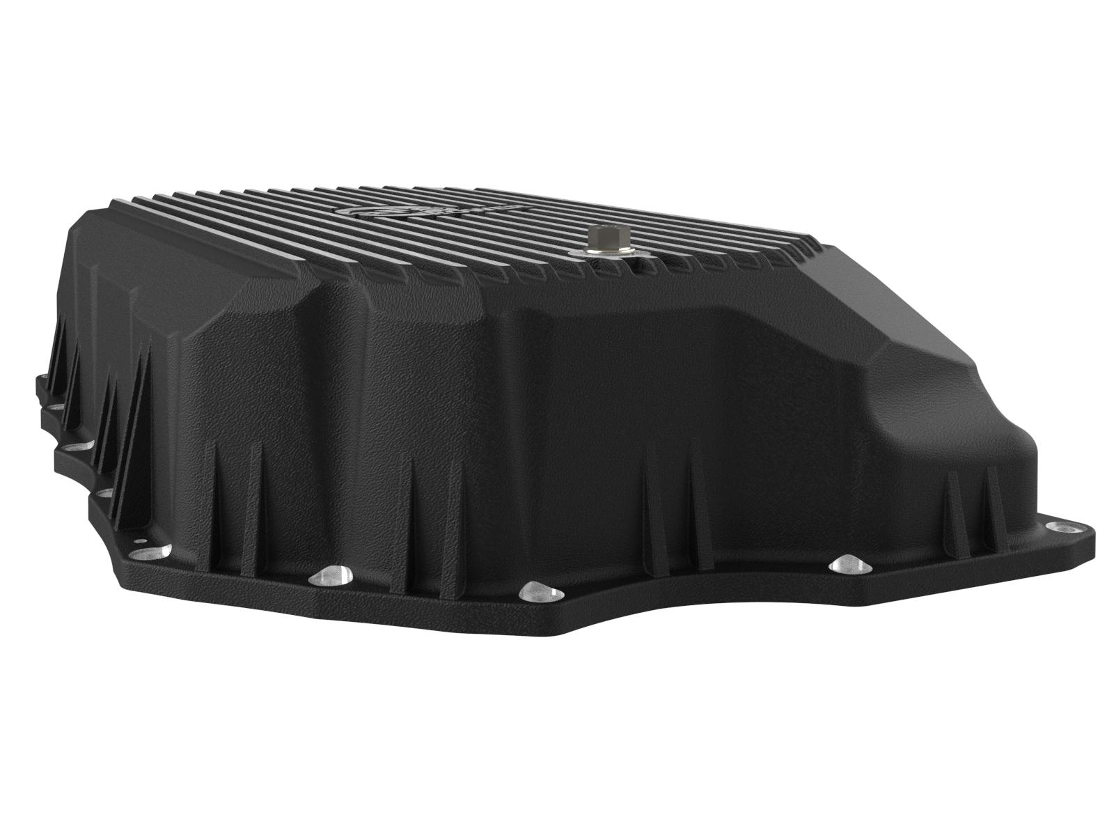 AFE Pro Series Transmission Pan Black w/ Machined Fins (2020-2025 Chevrolet, GMC Fitments) - 46-71380B