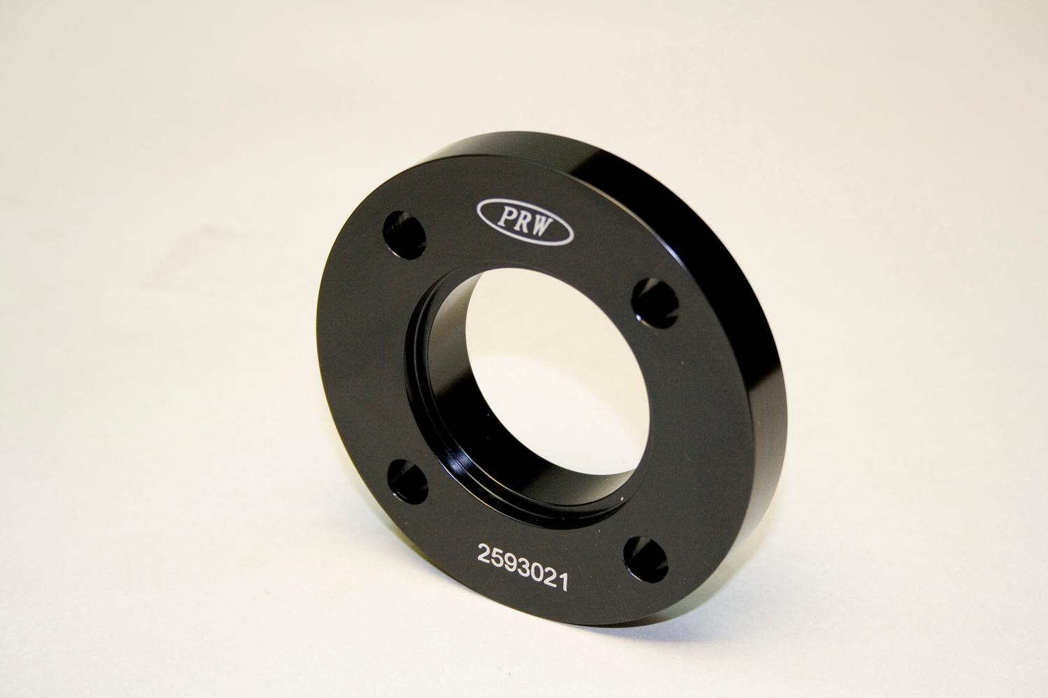 PRW Pulley Spacer, Prw Fluid Gel Damper, Ford 289-351W 1963-97, 4-Bolt Aftermarket Billet Aluminum Spacer, Black Anodized - 2593021