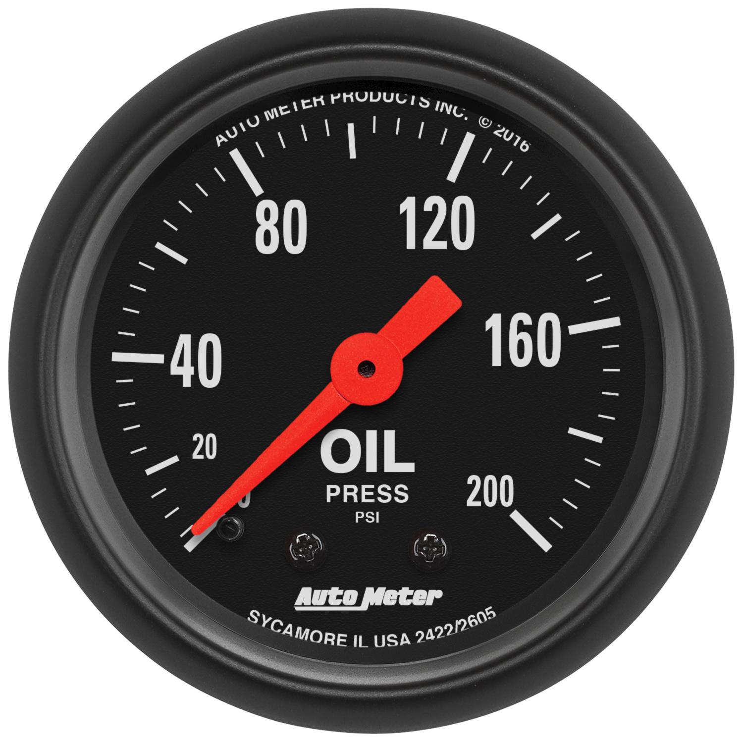Auto Meter 2-1/16" OIL PRESSURE, 0-200 PSI, Z-SERIES - 2605