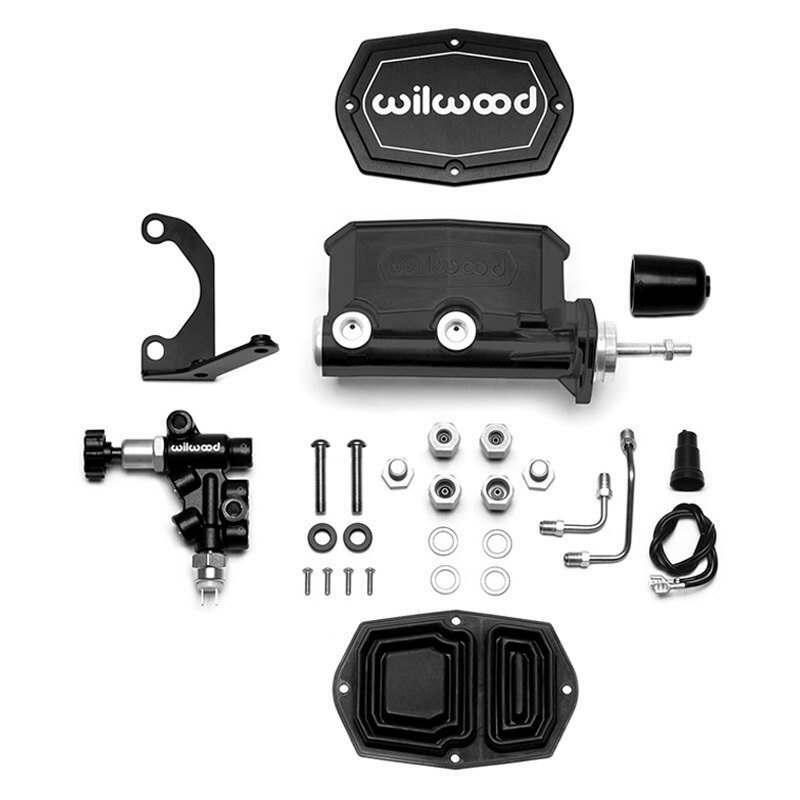 Wilwood Compact Tandem M/C - 7/8in Bore - w/Bracket and Valve (Pushrod) - Black - 261-14961-BK