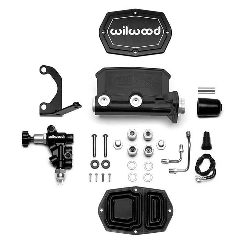 Wilwood Compact Tandem M/C - 1in Bore - w/Bracket and Valve (Pushrod) - Black - 261-14963-BK