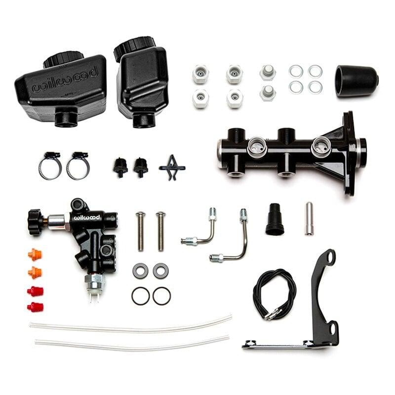 Wilwood Remote 1.00  Tandem M/C Kit w/ Bracket and Valve - Black (Angled)  - 261-16962-BK