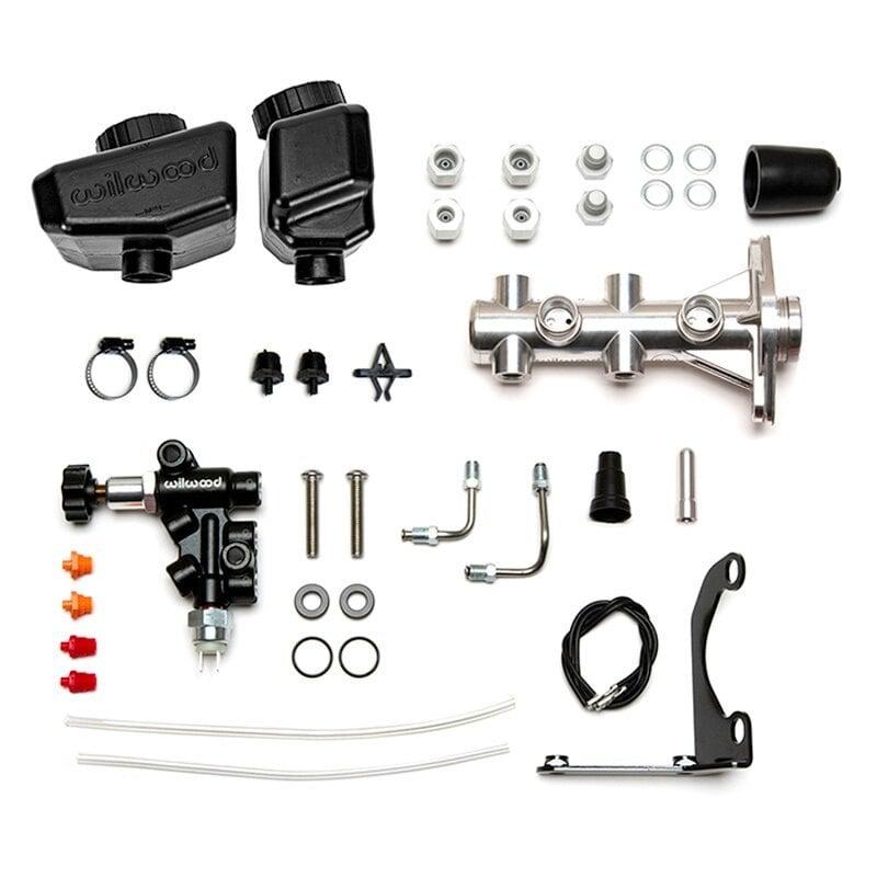 Wilwood Remote 1.00 Tandem M/C Kit w/ Bracket and Valve - Burnished (Angled)  - 261-16962-P