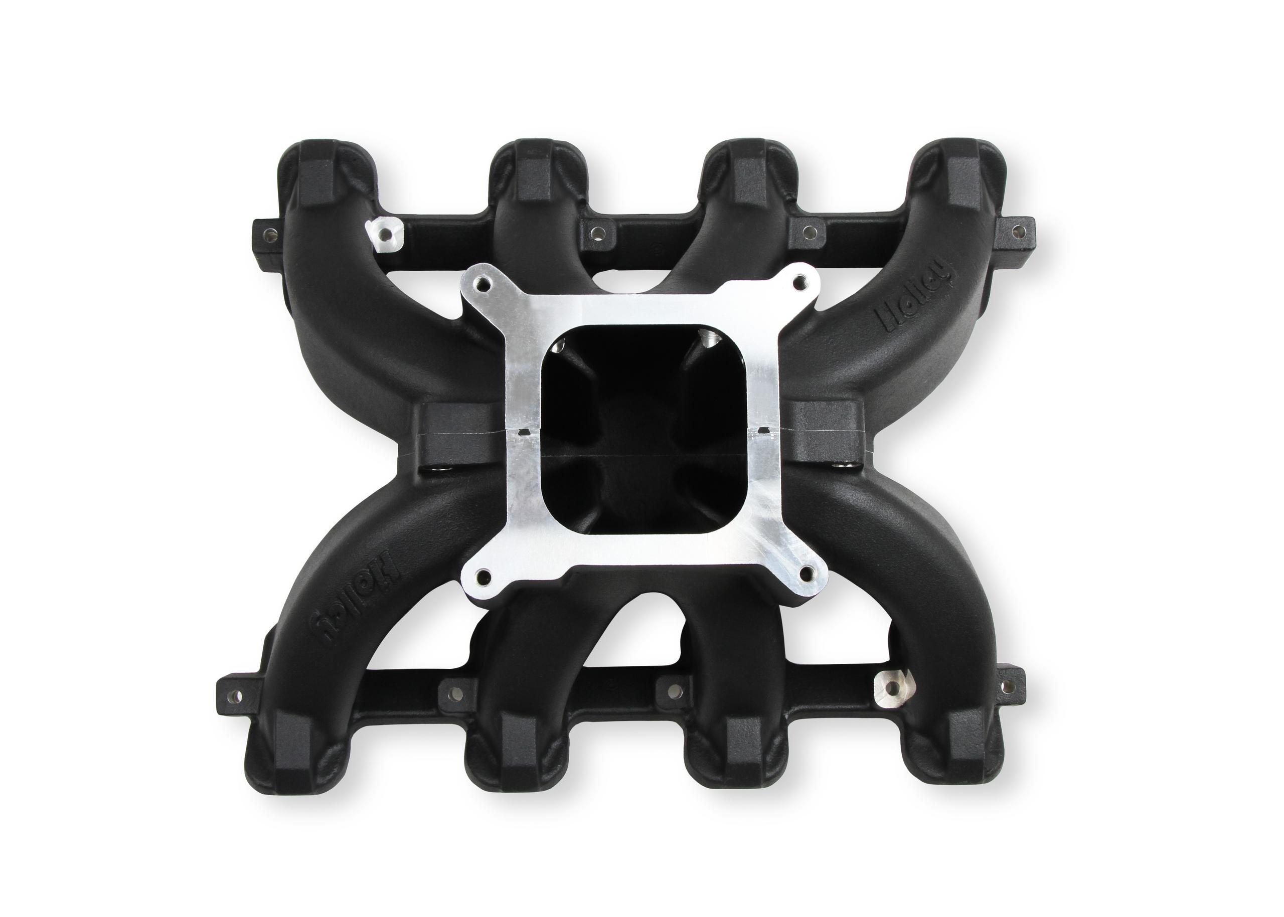 Holley Single Plane Split-Design Race Intake Manifold- GM LS1/LS2/LS6- Black.  - 300-256BK