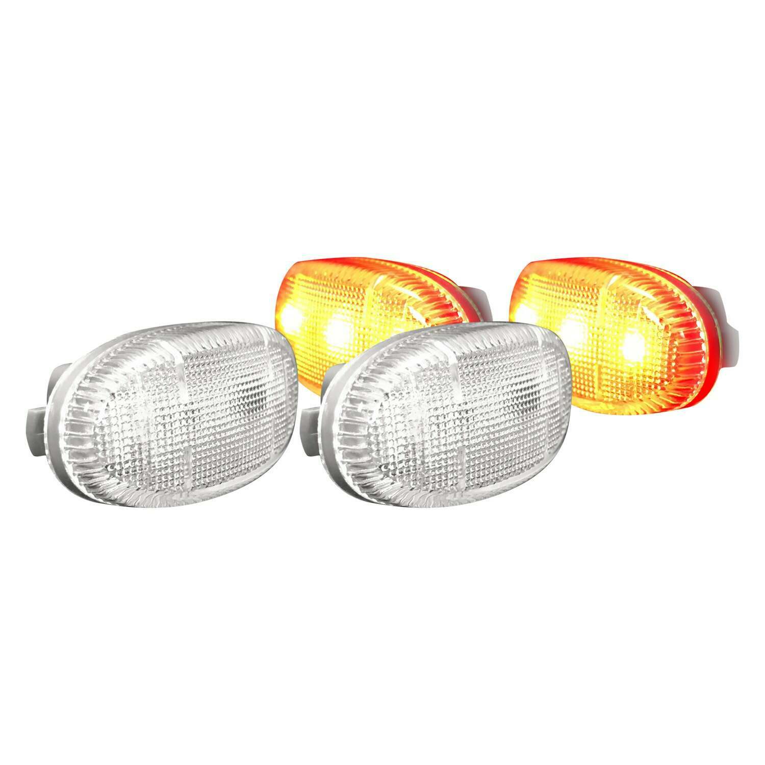 Recon Ford 11-21 Superduty Dually Fender Lenses (4-Piece Set) w/ 2 Red LED Lights & 2 Amber LED Lights - 264136CL