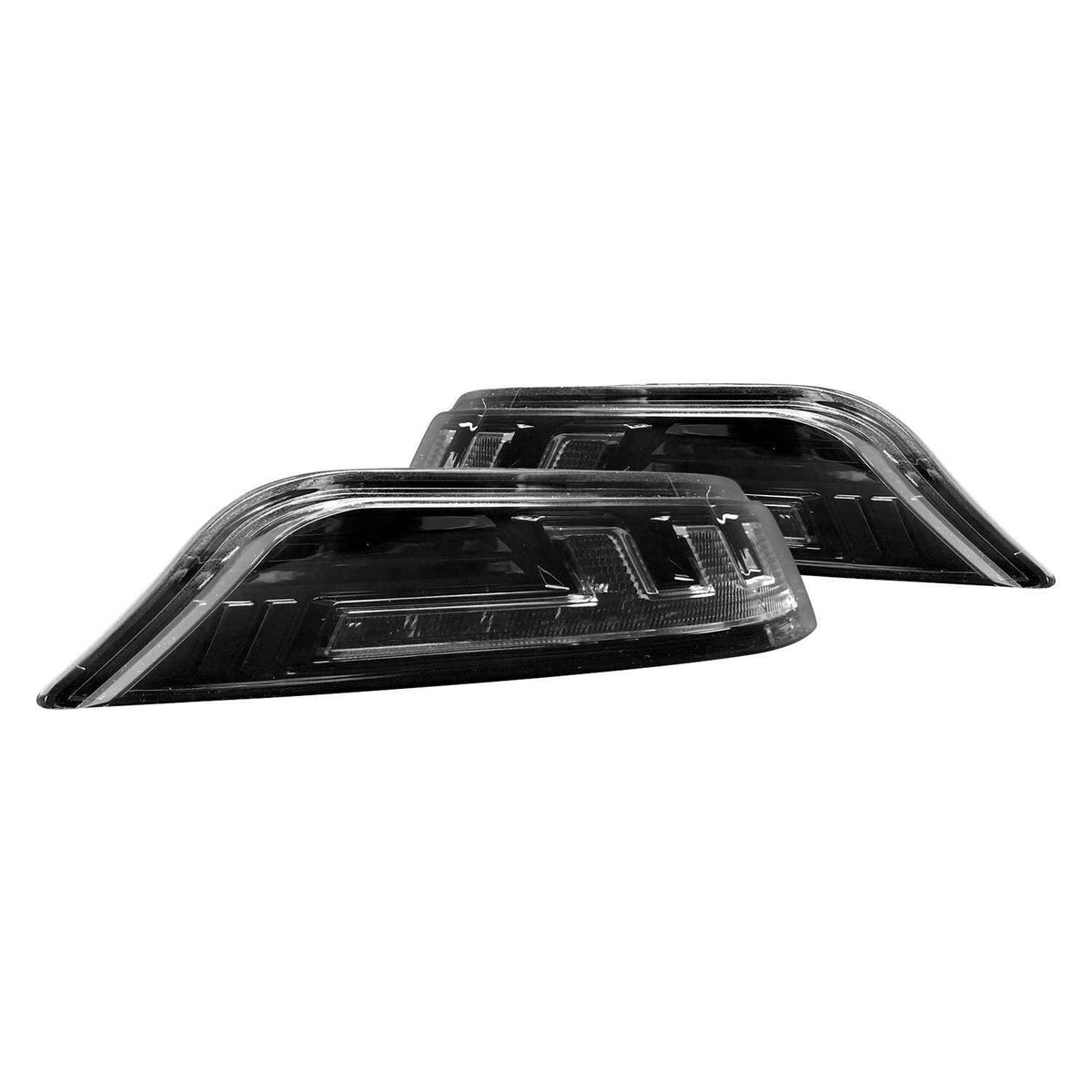 Recon Ford 15-17 Mustang Front Lower Bumper Corner Mounted White LED Running Light & Amber LED Turn Signal - 264147BK