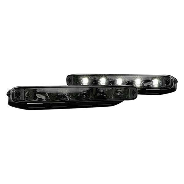 Recon LED Daytime Running Lights w/ White LED DRL's & Rectangular Shaped Housing aka "AUDI Style" - 264151BK