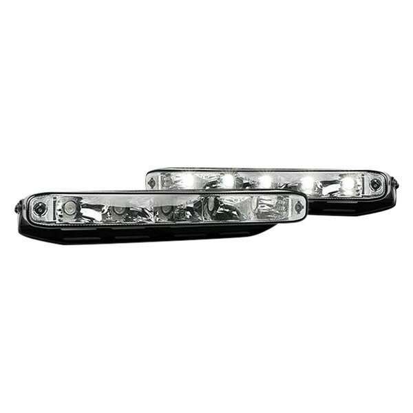 Recon LED Daytime Running Lights w/ White LED DRL's & Rectangular Shaped Housing aka "AUDI Style" - 264151CL