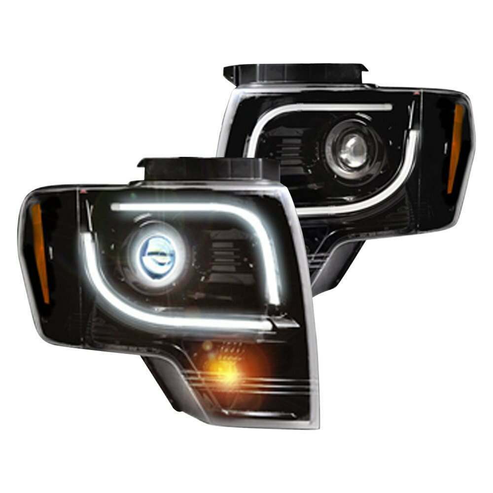 Recon Ford F150 & RAPTOR 09-14 PROJECTOR HEADLIGHTS w/ Ultra High Power Smooth OLED HALOS & DRL (Attn: Does NOT fit 13-14 Lariat, King Ranch, FX2, FX4, or RAPTOR with OEM Projectors & HIDs) - 264190BKC