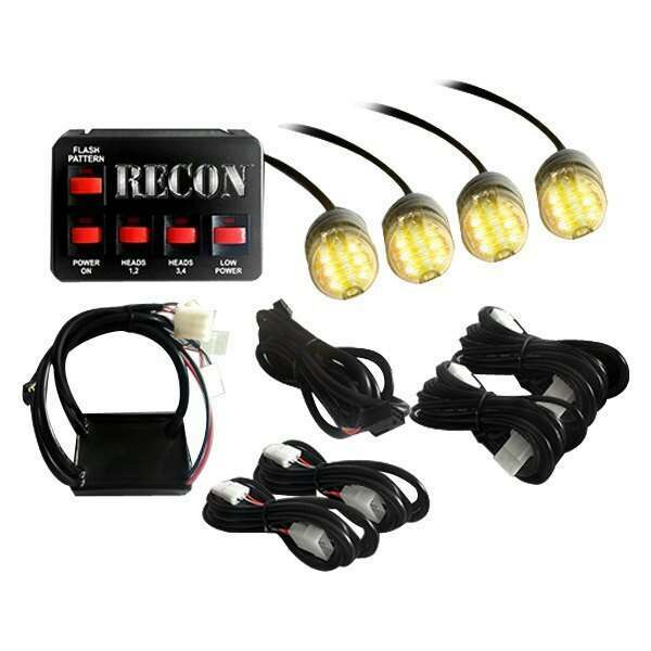 Recon 36-Watt 4-Bulb Professional-Grade LED Amber Strobe Light Kit with 19 Different Flash Patterns & In-Vehicle Control Switch - 26419AM