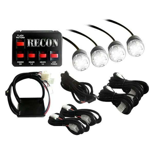 Recon 36-Watt 4-Bulb Professional-Grade LED Clear Strobe Light Kit with 19 Different Flash Patterns & In-Vehicle Control Switch - 26419WH