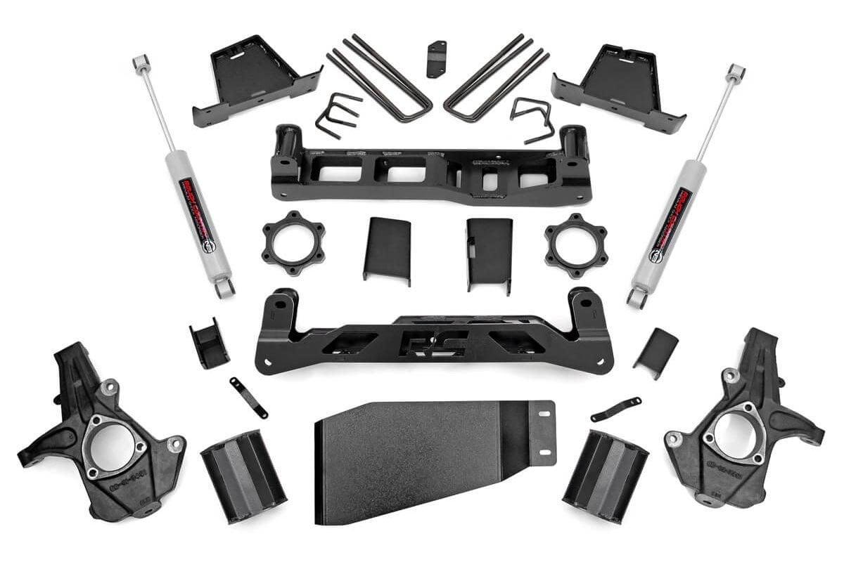 Rough Country 7.5in GM Suspension Lift Kit, Strut Spacer (2007-2013 GMC Sierra 1500,2007-2013 Silverado 1500 4WD) - 26430