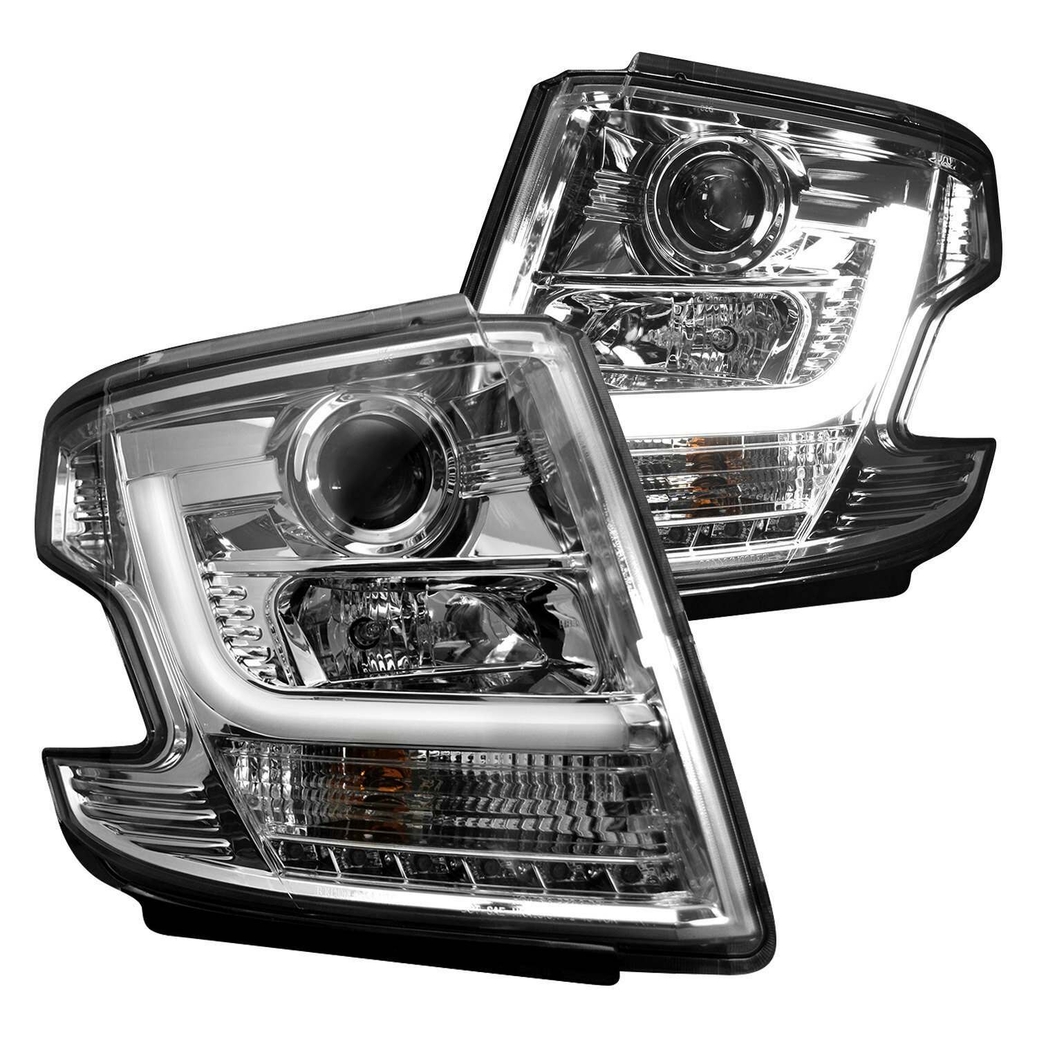 Recon Chevrolet Tahoe 15-20 (ONLY Replaces OEM Headlights w/ Factory Installed HID bulbs) PROJECTOR HEADLIGHTS w/ Ultra High Power Smooth OLED HALOS & DRL - 264400CLC
