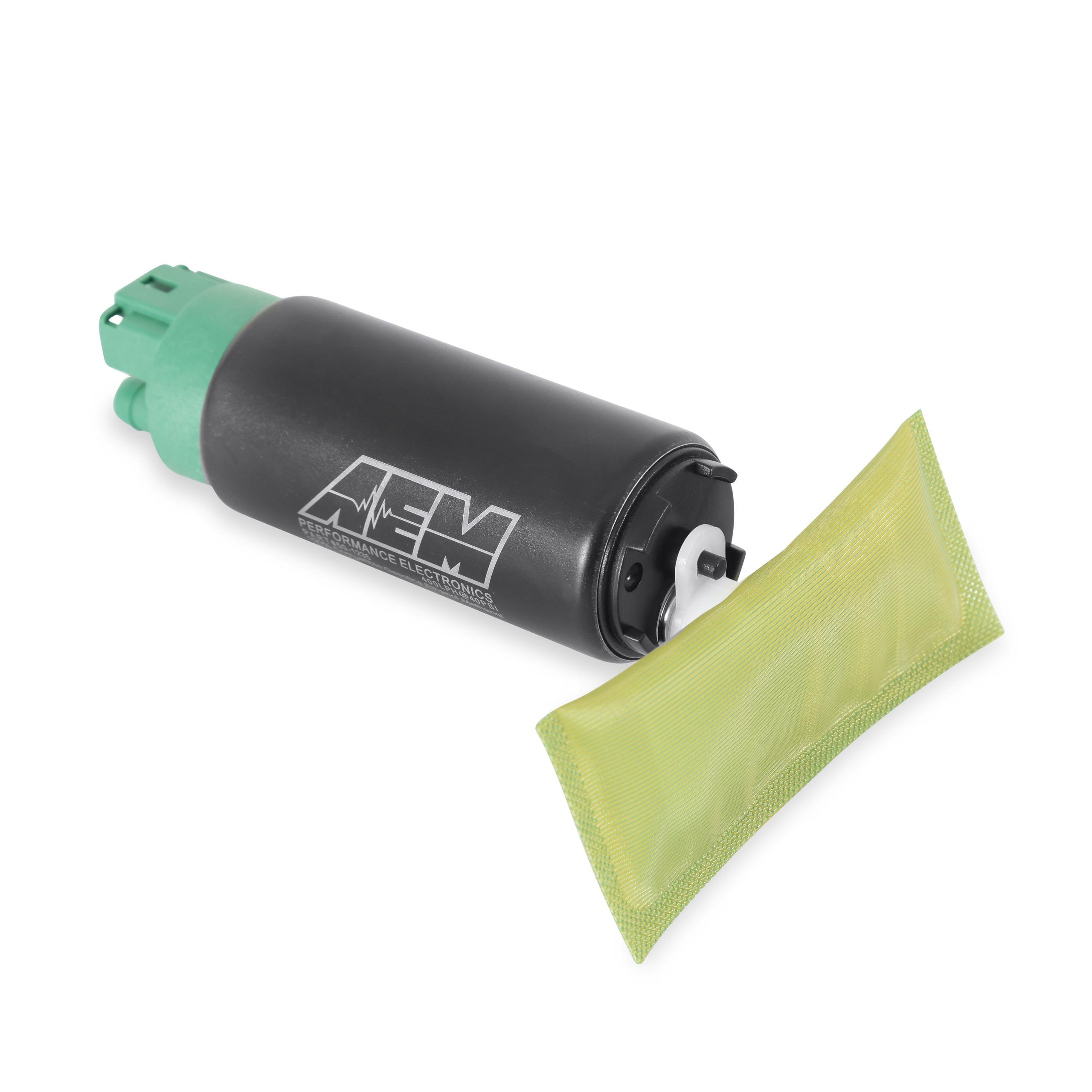 AEM 400LPH E85-COMPATIBLE FUEL PUMP KIT - SINGLE BARB - 50-1235