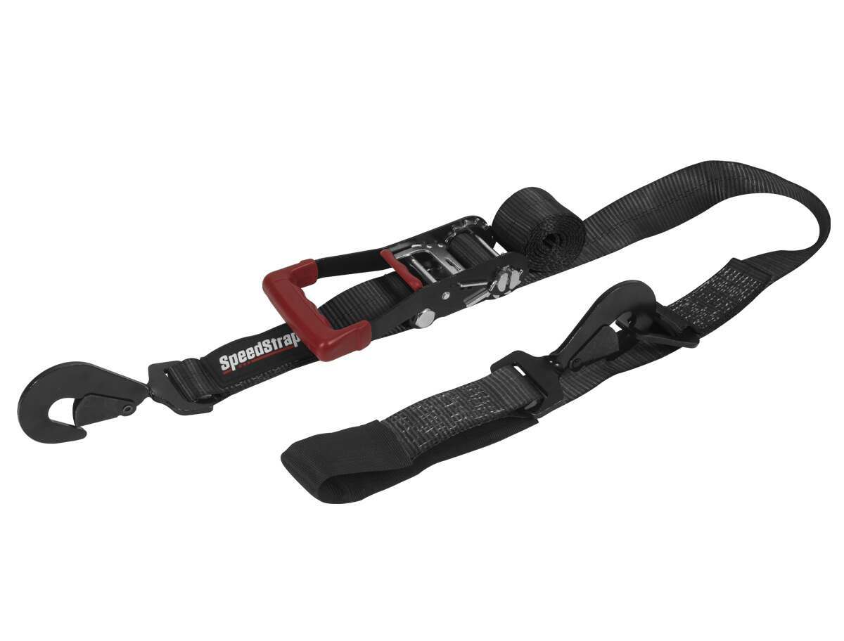 SpeedStrap 2 Inch x 10' Ratchet Tie Down w/ Twisted Snap Hooks and Axle Strap Combo Black - 27011
