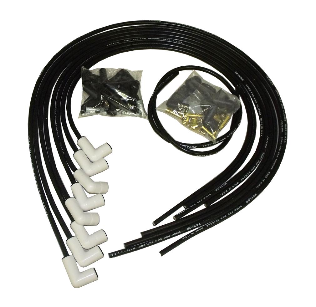 TAYLOR CABLE 8mm Spiro Pro White Ceramic Boot Race Fit Wire Set 90? Red - 75228