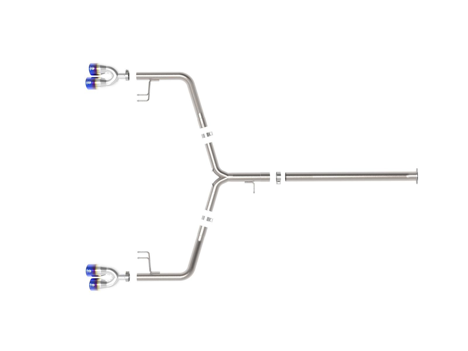 AFE Takeda 3 IN to 2-1/2 IN 304 Stainless Steel Axle-Back Exhaust w/ Blue Flame Ti (2021-2024 K5 GT) - 49-37043-L