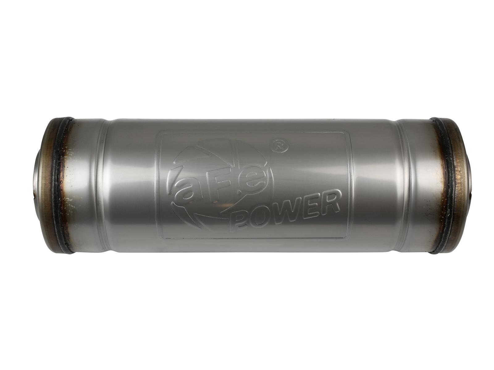 AFE MACH Force-Xp 304 Stainless Steel Muffler (2-1/2 IN ID Center/Center x 9 IN Dia. x 14 IN L - Round Body) - 49M30045