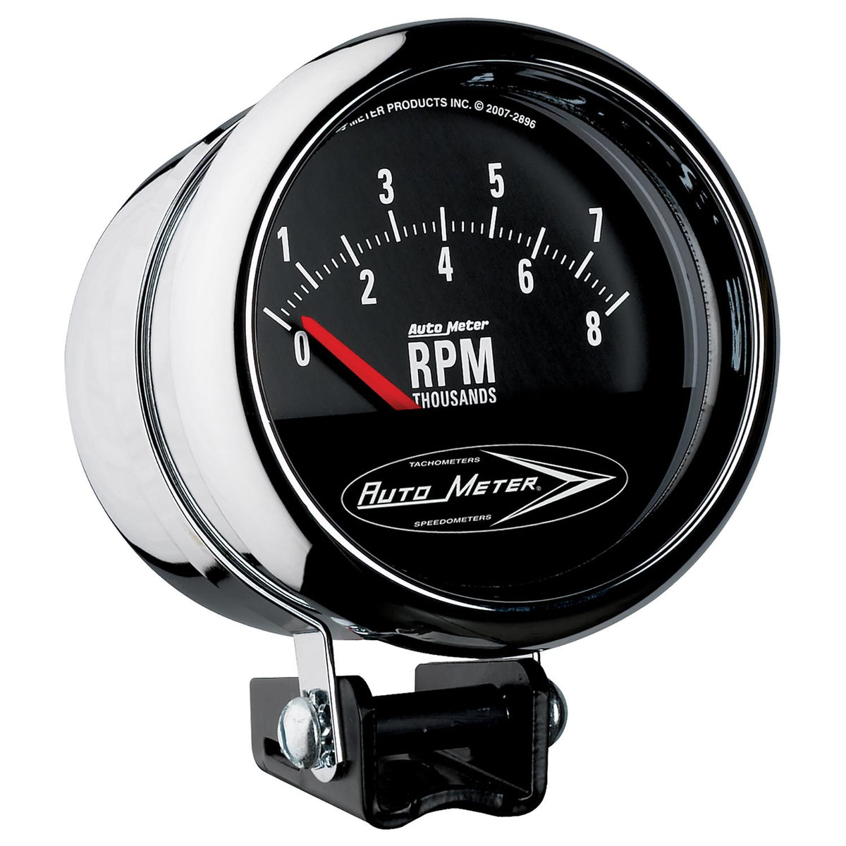 Auto Meter 3-3/4" PEDESTAL RETRO TACH, 0-8,000 RPM, SHORT SWEEP, TRADITIONAL CHROME - 2897