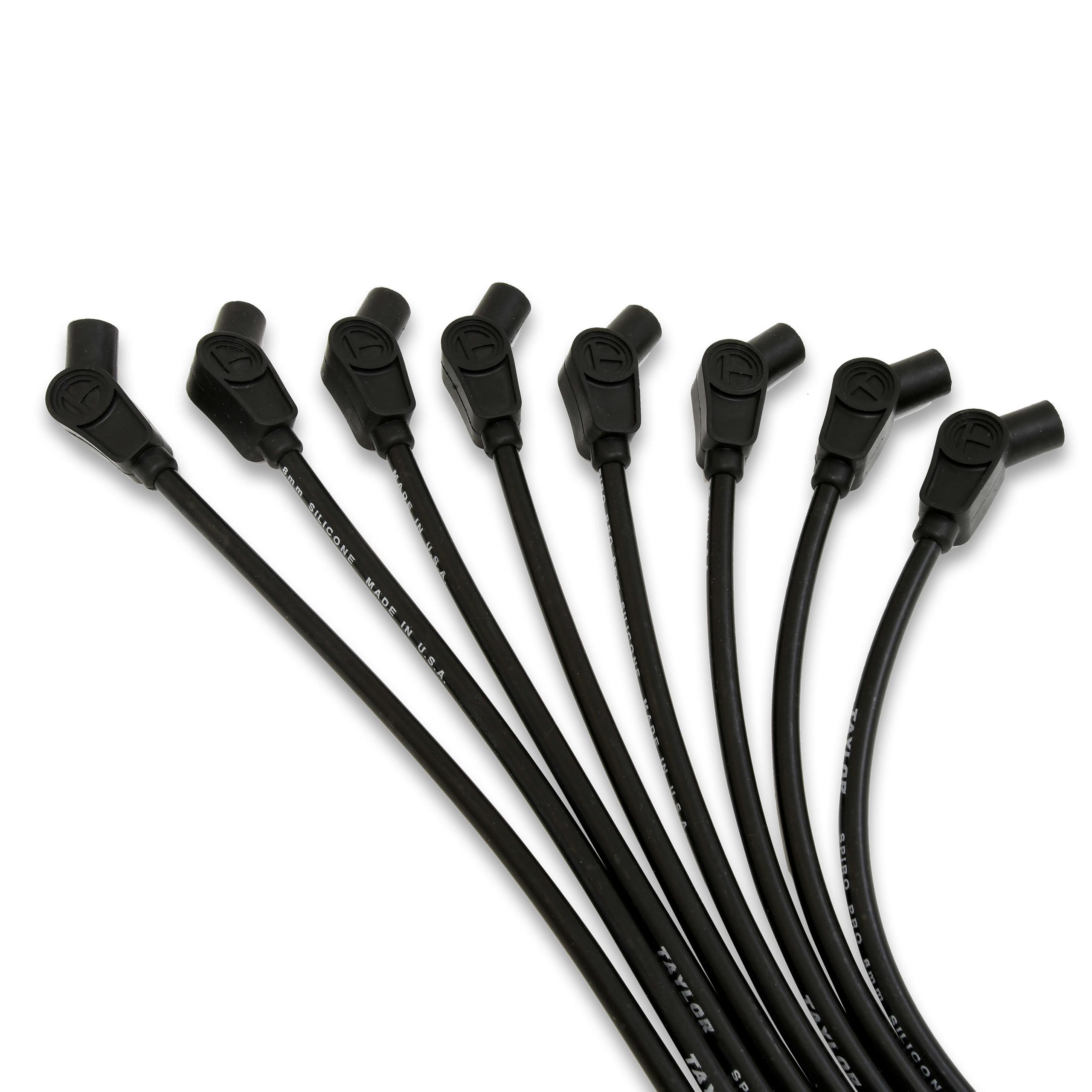 TAYLOR CABLE 8mm Spiro Pro LS Universal 135 Degree Black Spark Plug Wires - 73063