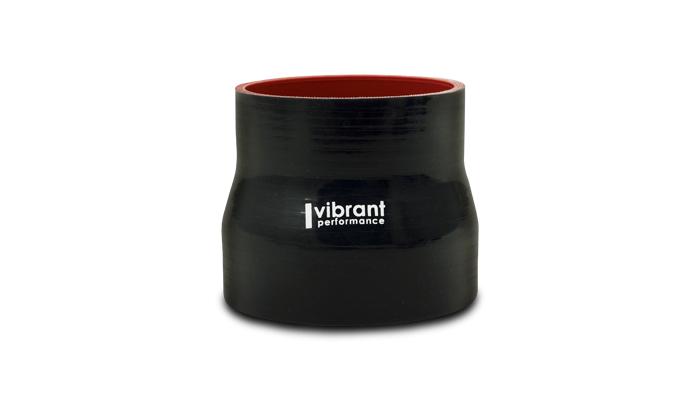 Vibrant Performance 4 Ply Silicone Reducer Coupler, 2.5" X 4" X 3" Long - Black - 2928