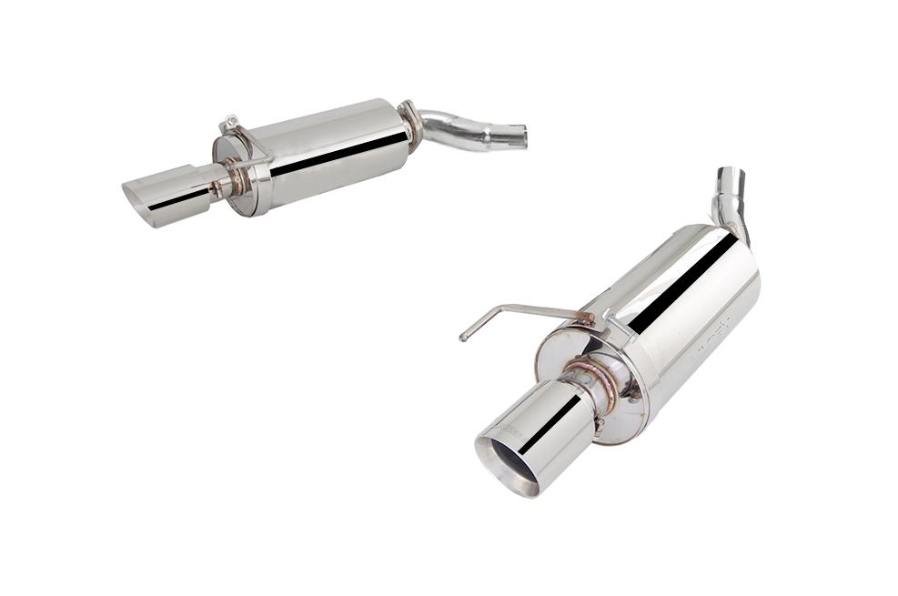 XForce Twin 3" Stainless Steel Axle-Back Exhaust System with Round Rear Mufflers  (2015-2017 Mustang GT / 2024 S650 Mustang GT Non Active) - ES-FM15-ABS