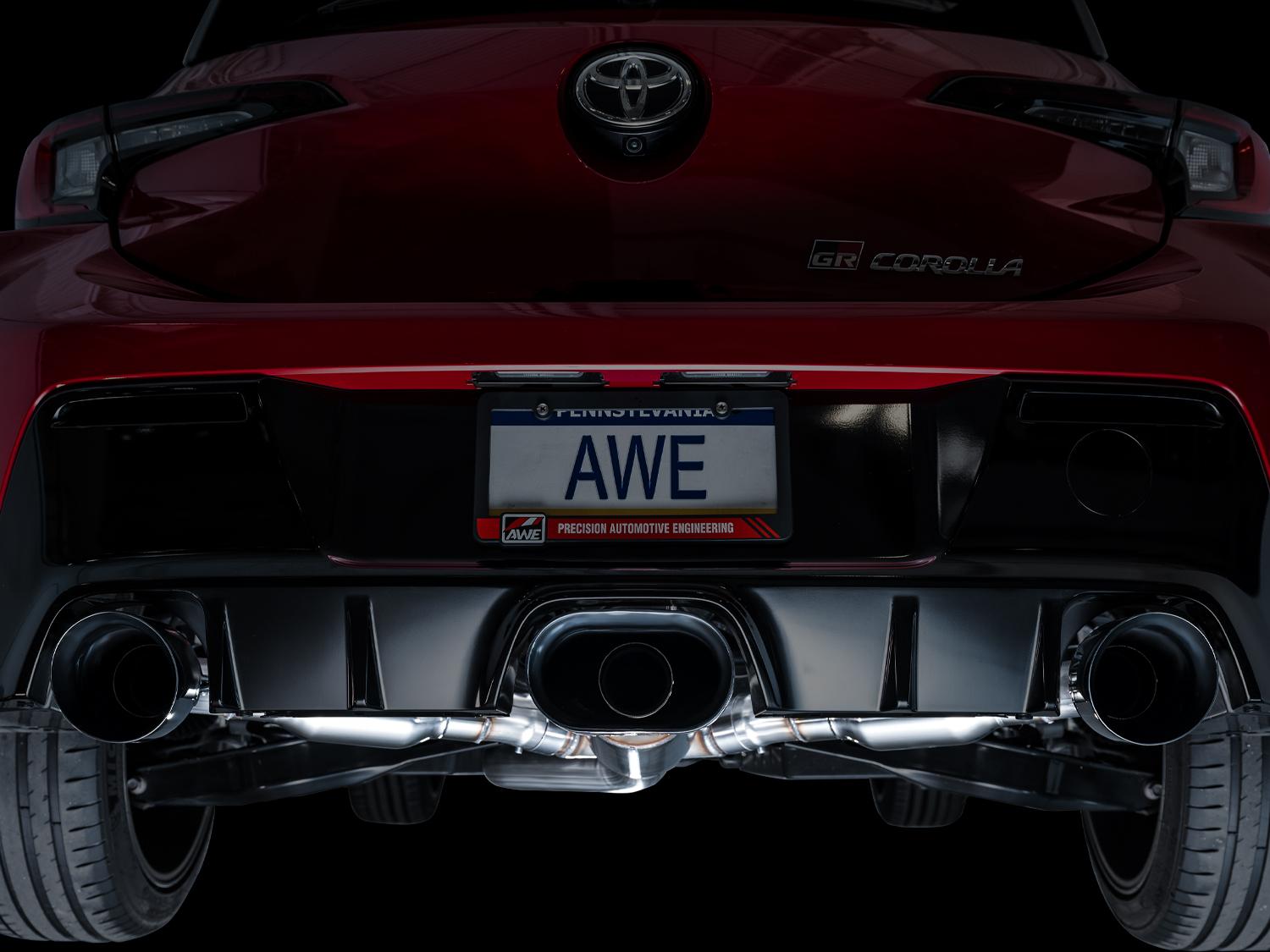 AWE Touring Edition Exhaust for GR Corolla - Diamond Black Tips - 3015-53472
