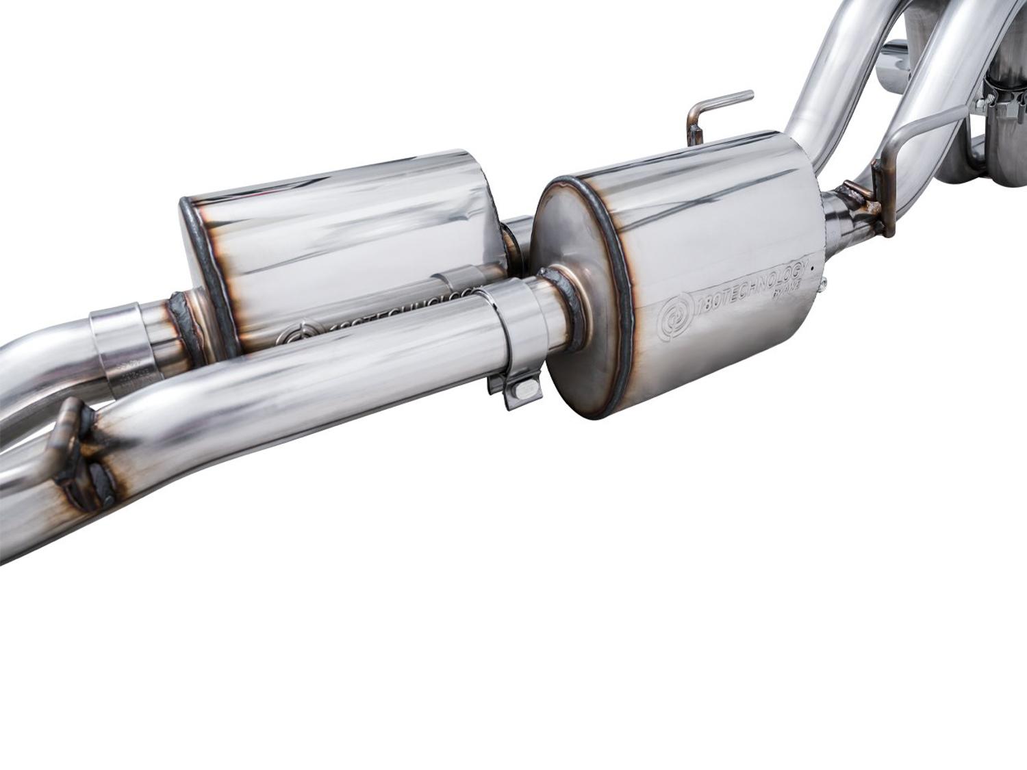 AWE 0FG Exhaust w/ Bashgaurd - Dual Diamond Black Tips (2016-2023 Tacoma 3.5L) - 3015-33826