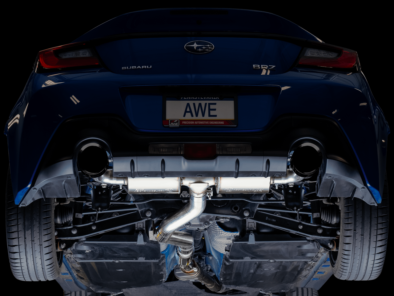 AWE Touring Edition Exhaust - Diamond Black Tips (2016-2023 Subaru BRZ / Toyota GR86 / Toyota 86) - 3015-33486