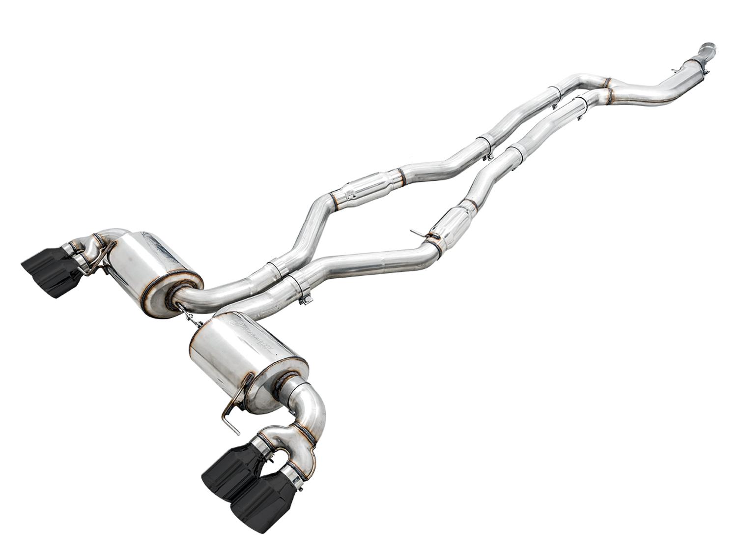 AWE Resonated Touring Edition Exhaust for G20 M340i - Diamond Black Tips (2019+ 3 Series) - 3015-43158