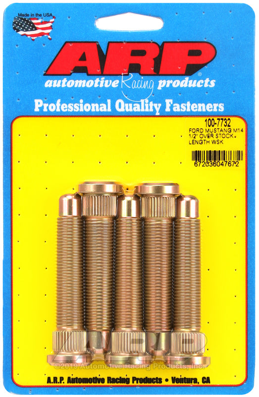 ARP 100-7732 2015-2020 Mustang 14mm Wheel Stud Kit - 1/2" Longer Than Stock Length (Set of 5)