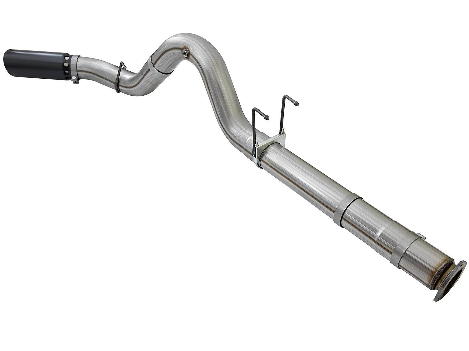 AFE Large Bore-HD 5 IN 409 Stainless Steel DPF-Back Exhaust System w/Black Tip (2017-2021 F-250 Super Duty, F-350 Super Duty) - 49-43090-B